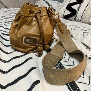 Light brown Marc Jacobs Draw String Crossbody mini purse